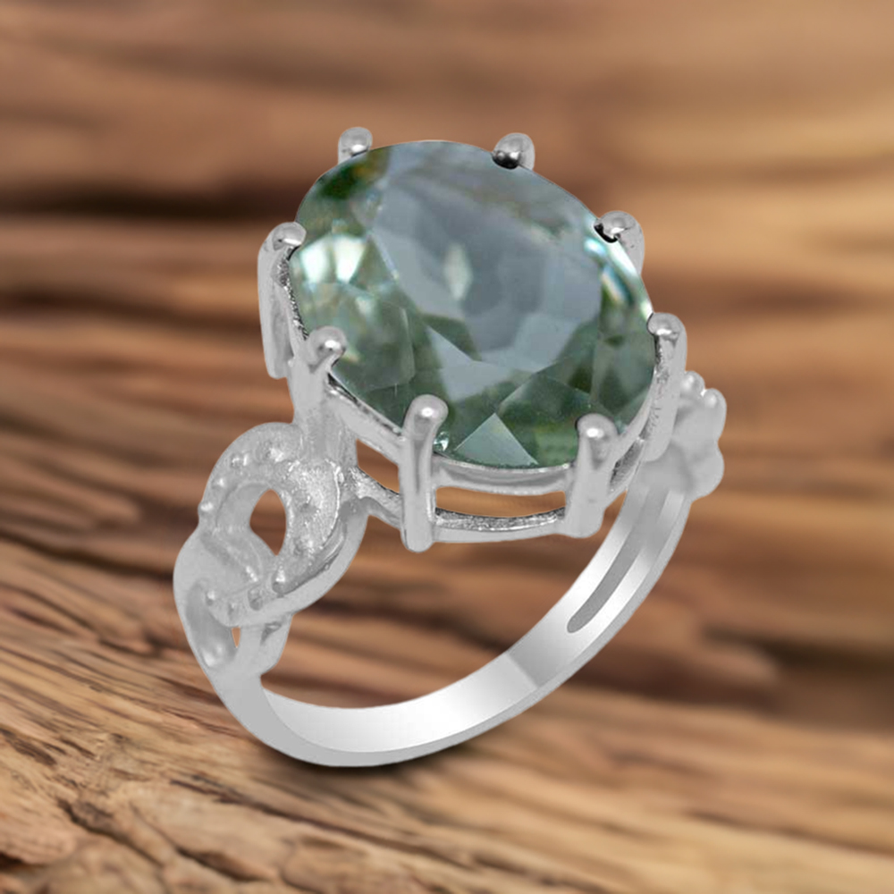 Green Amethyst Sterling Silver Rings 925SR1882