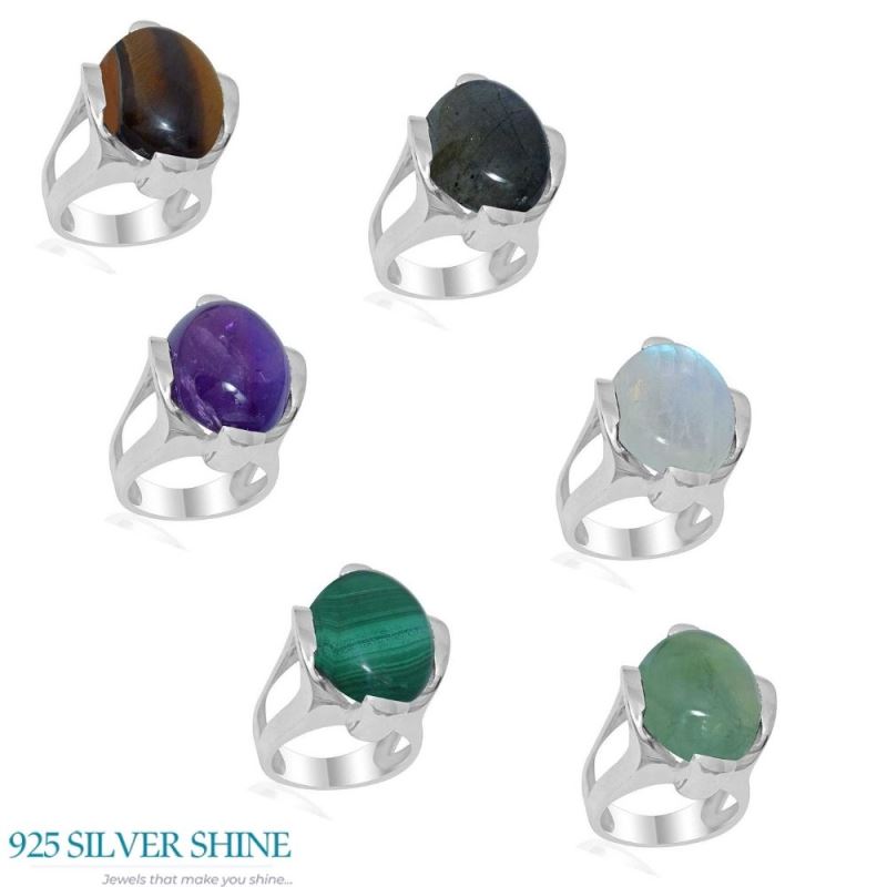 925 Sterling Silver Handmade Rings In Rainbow Moonstone Jewelry 925SR1896_2