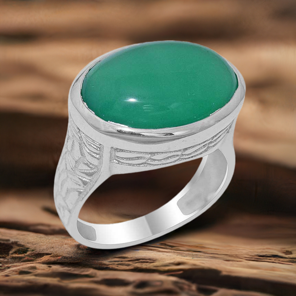925 Sterling Silver Handmade Rings In Green Onyx Gemstone Jewelry 925SR1897