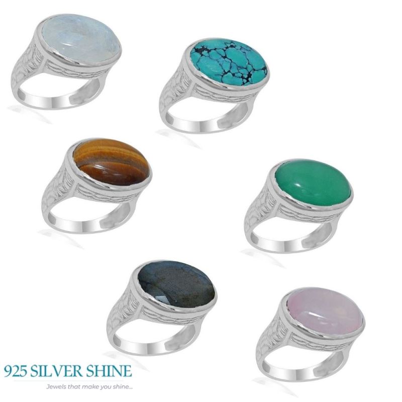 925 Sterling Silver Handmade Rings In Green Onyx Gemstone Jewelry 925SR1897_2