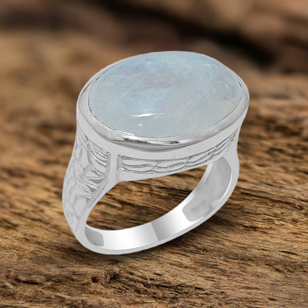 925 Sterling Silver Handmade Rings In Rainbow Moonstone Jewelry 925SR1900