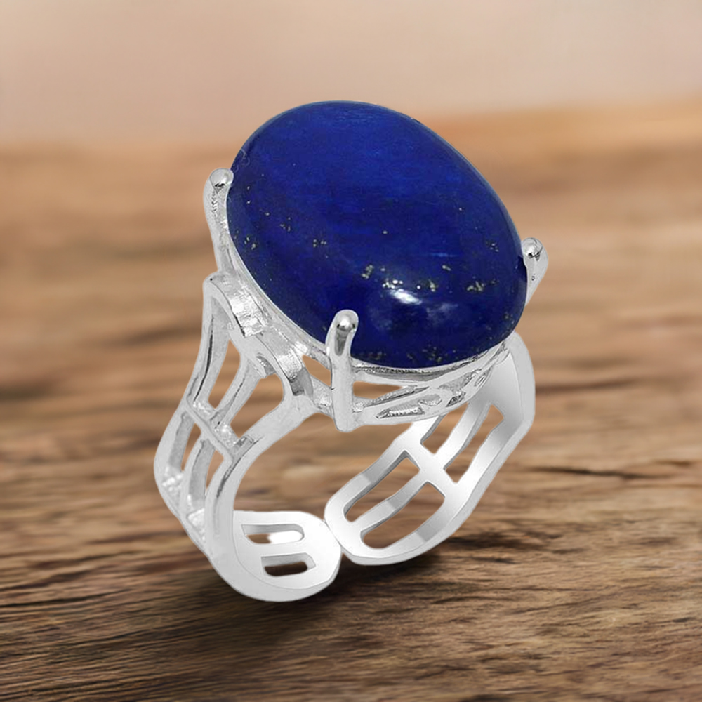 Solid 925 Silver Rings In Semi Precious Lapis Gemstone 925SR1905