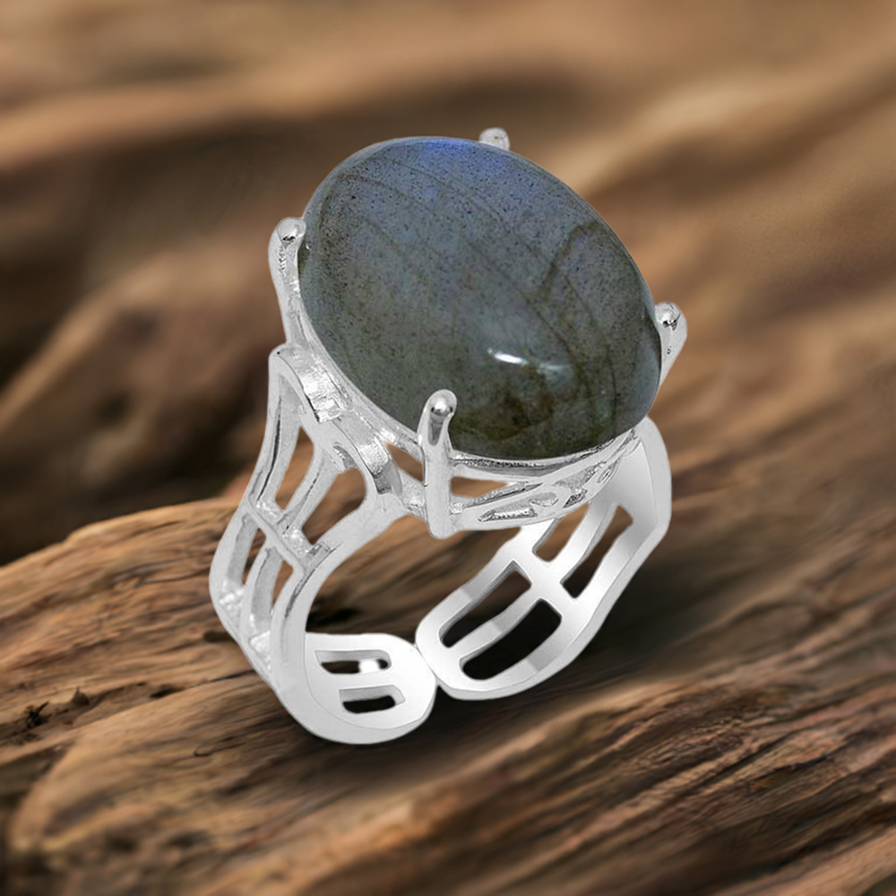 Fine 925 Sterling Silver Rings In Natural Labradorite Gemstone 925SR1907