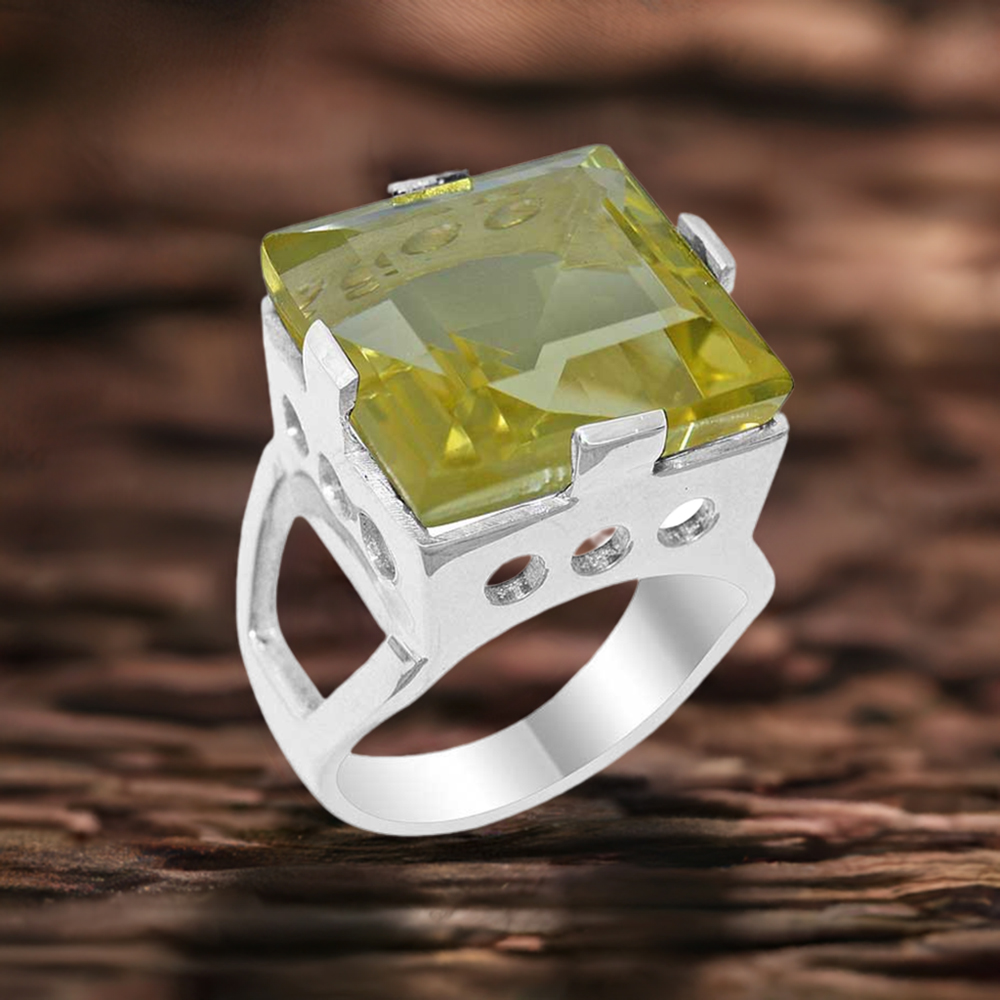 Natural Lemon Topaz Gemstone Rings In 925 Sterling Silver 925SR1910