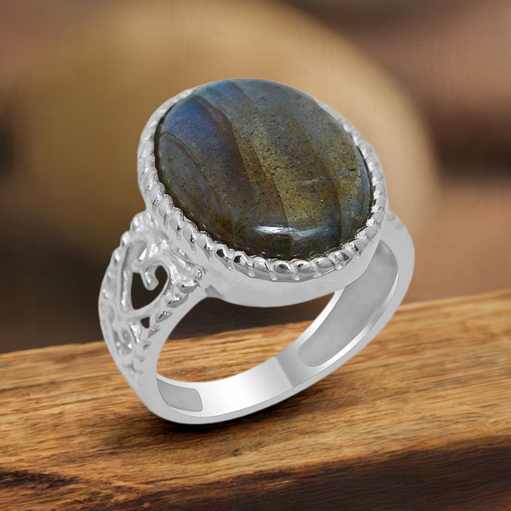 Genuine Labradorite Gemstone Rings In Fine 925 Sterling Silver 925SR1918