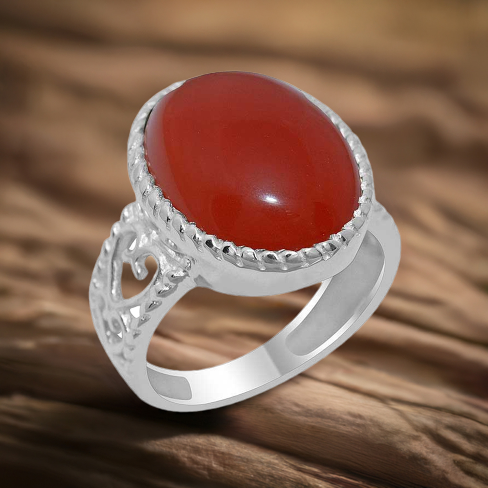 925 Sterling Silver Rings In Semi Precious Carnelian Gemstone 925SR1920