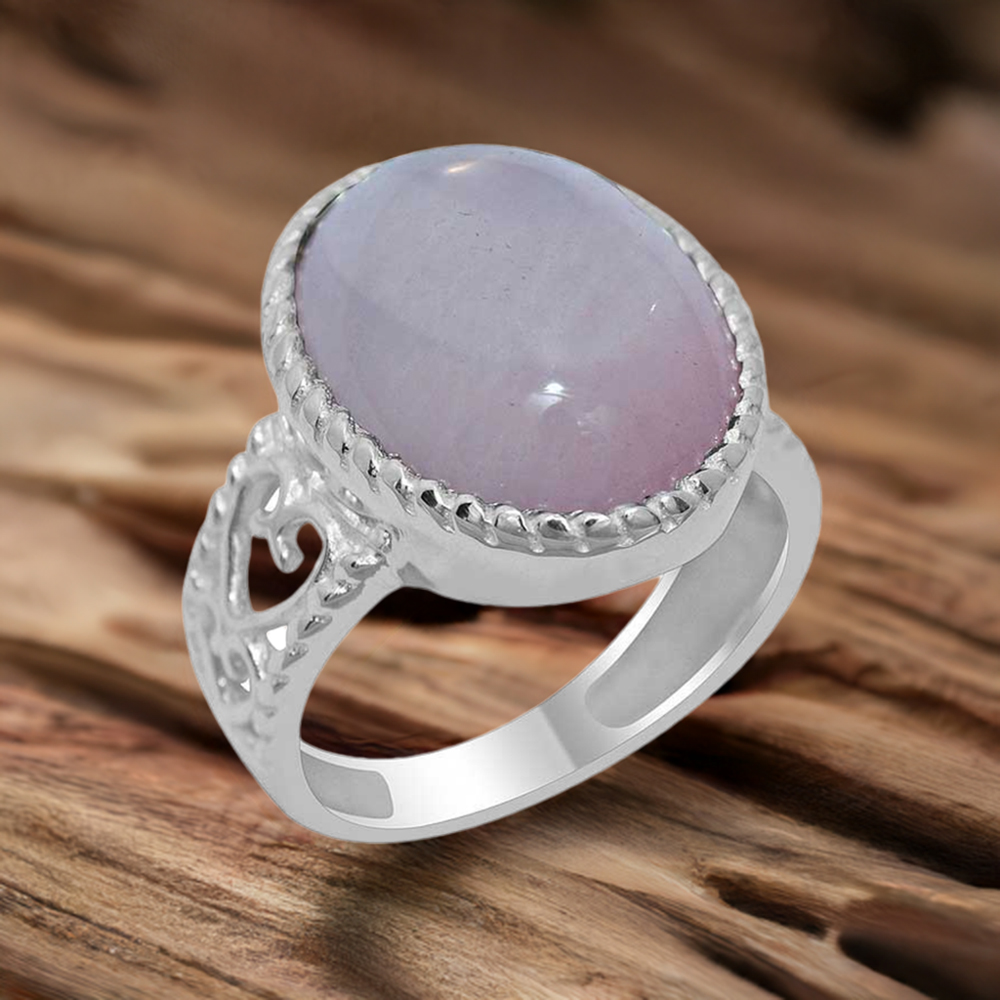 925 Sterling Silver Rings In Natural Rose Quartz Gemstone 925SR1922