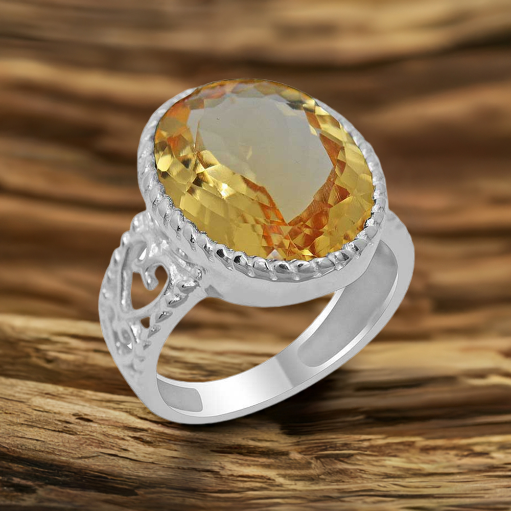 November Citrine Birthstone Sterling Silver Rings 925SR1923