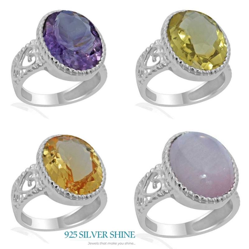 925 Sterling Silver Rings In Genuine Lemon Topaz Gemstone 925SR1924_2