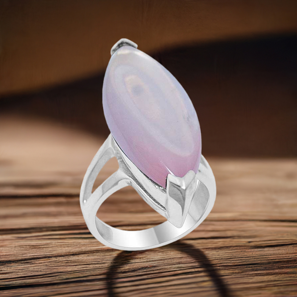 925 Sterling Silver Rings In Genuine Rose Quartz Gemstone 925SR1933