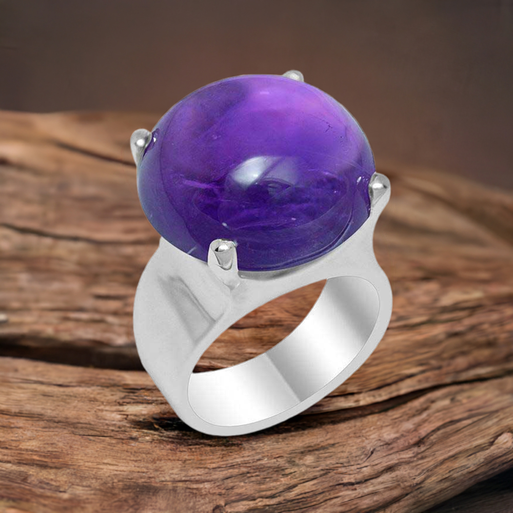Handmade Amethyst Silver Rings Jewelry 925SR1936