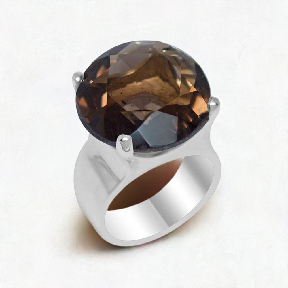 Natural Smoky Quartz Gemstone Rings In 925 Sterling Silver Jewelry 925SR1937