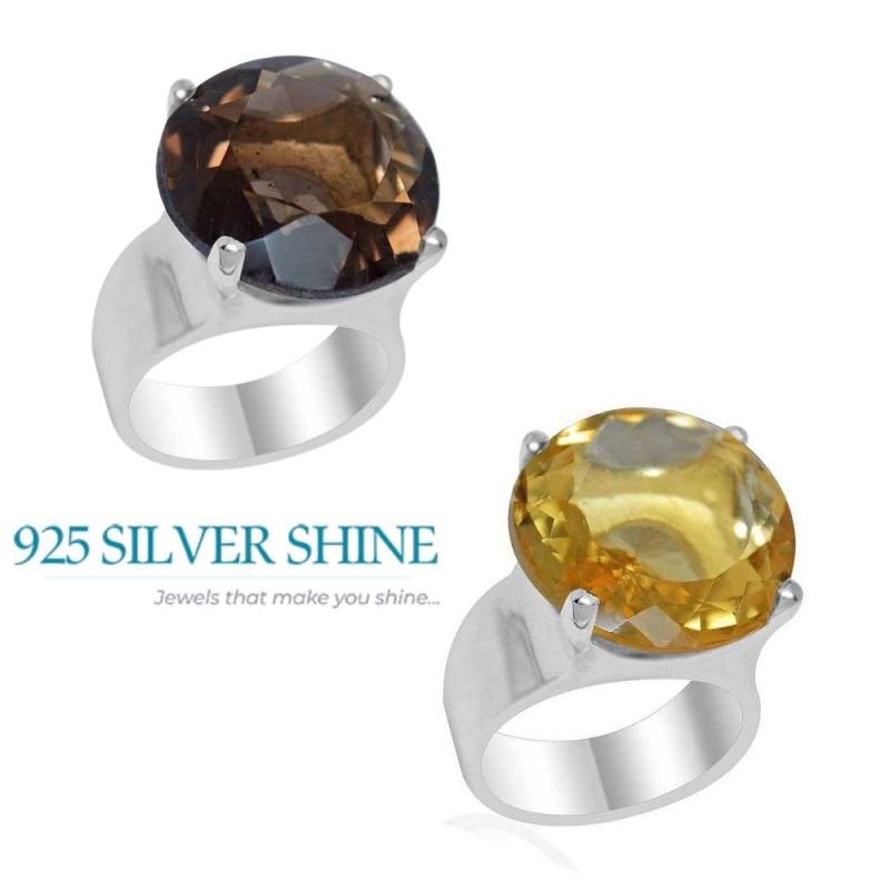 Natural Smoky Quartz Gemstone Rings In 925 Sterling Silver Jewelry 925SR1937_2