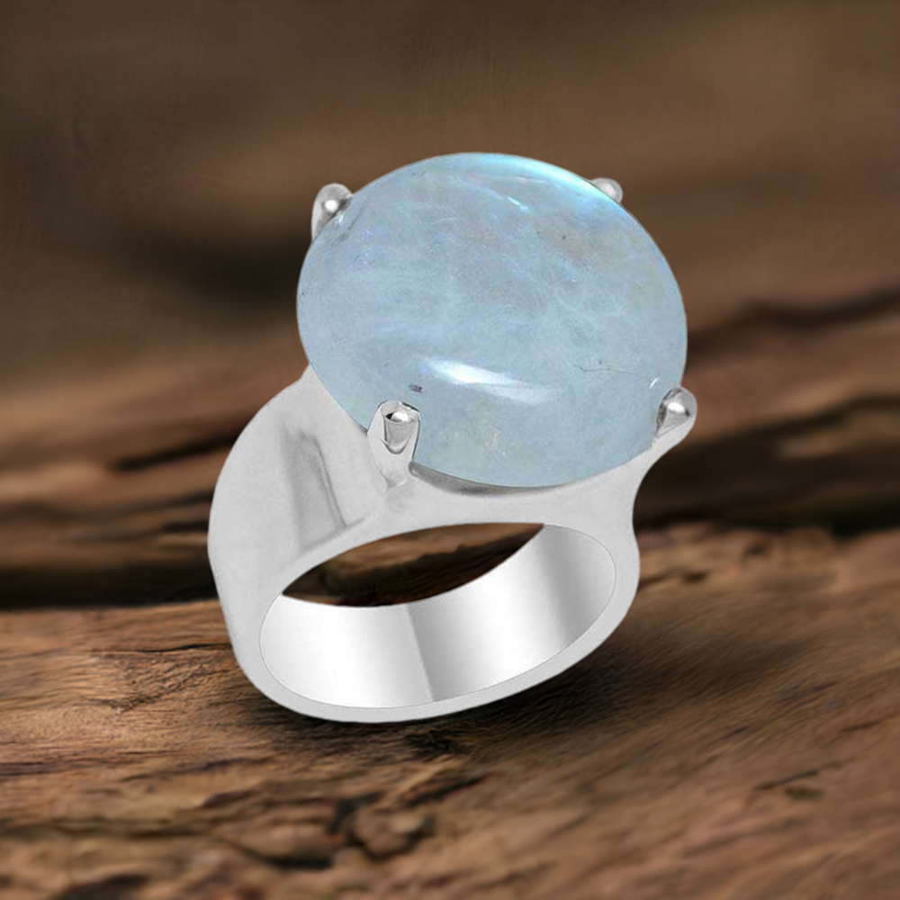 Natural Rainbow Moonstone Rings In 925 Sterling Silver Jewelry 925SR1940
