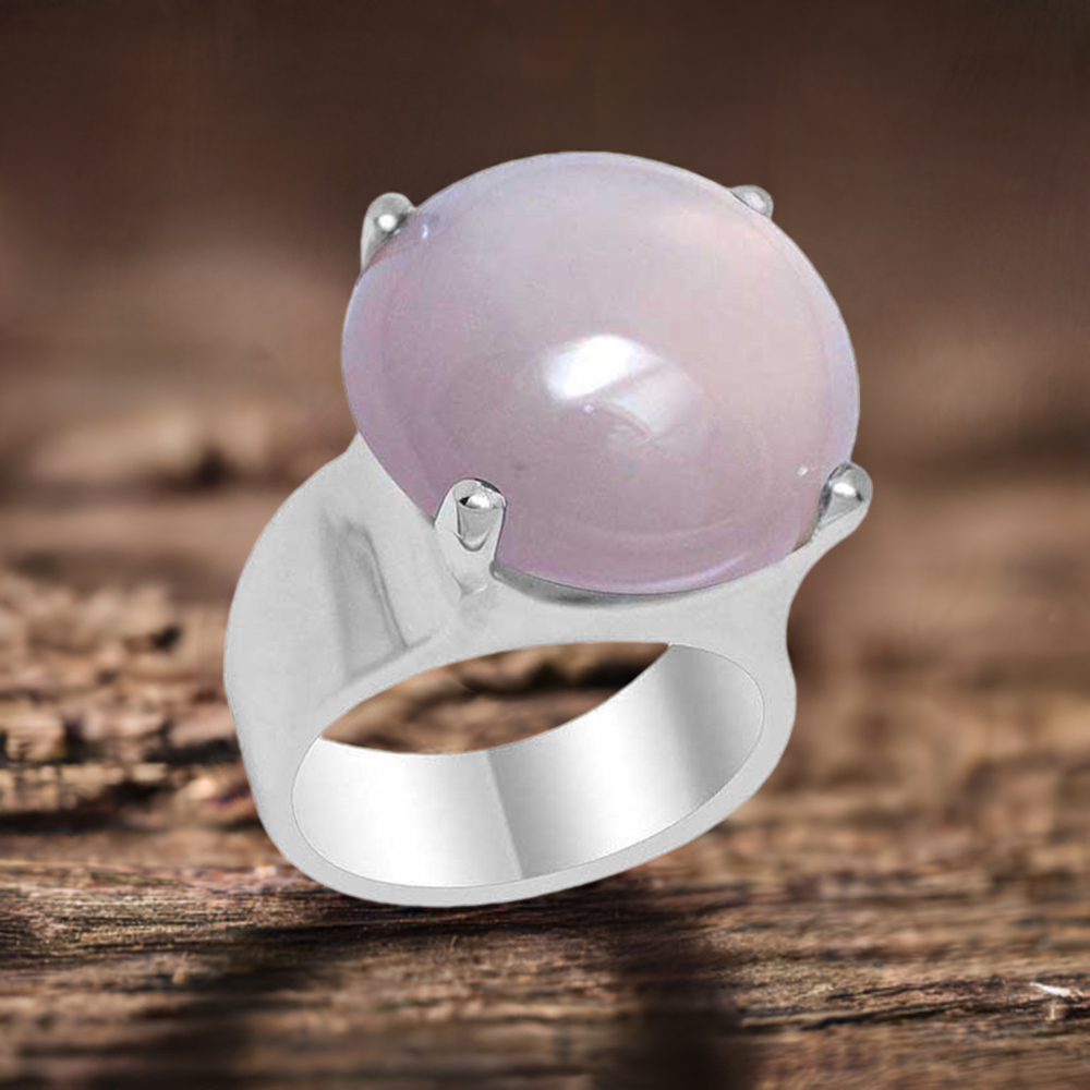 Semi Precious Rose Quartz Gemstone Rings In 925 Sterling Silver Jewelry 925SR1941