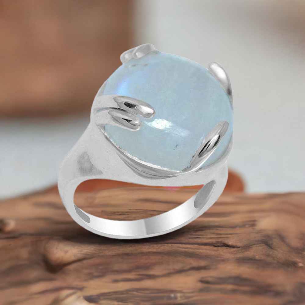 925 Sterling Silver Rings In Rainbow Moonstone Jewelry 925SR1948