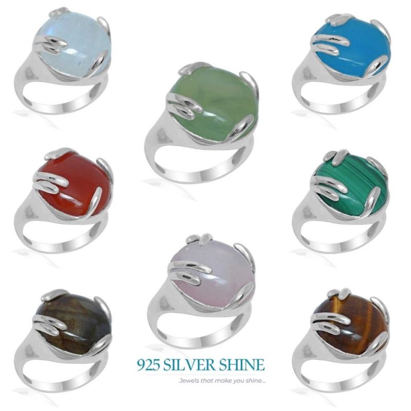 925 Sterling Silver Handmade Rings In Rose Quartz Gemstone Jewelry 925SR1949_2