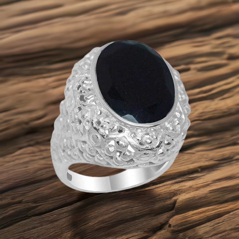 925 Sterling Silver Handmade Rings In Black Onyx Gemstone Jewelry 925SR1951
