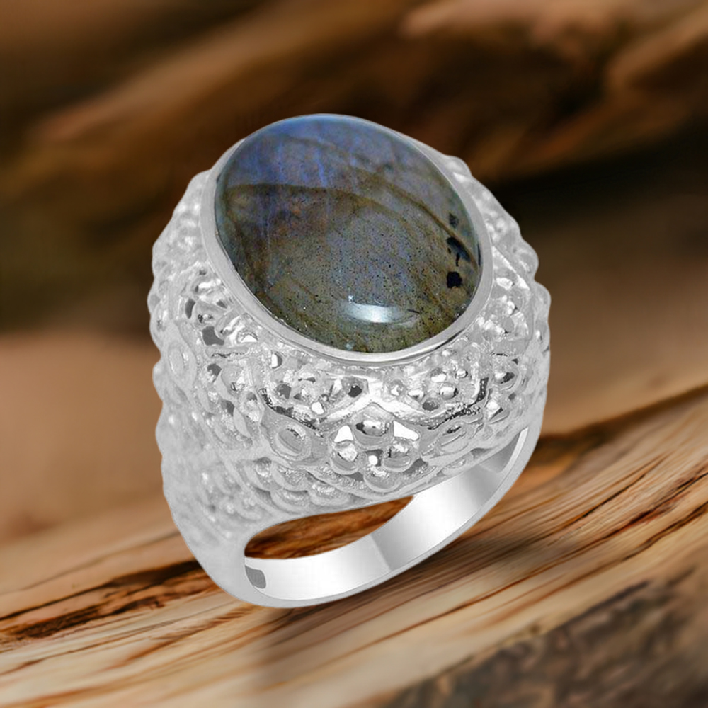 925 Sterling Silver Handmade Rings In Labradorite Gemstone Jewelry 925SR1953