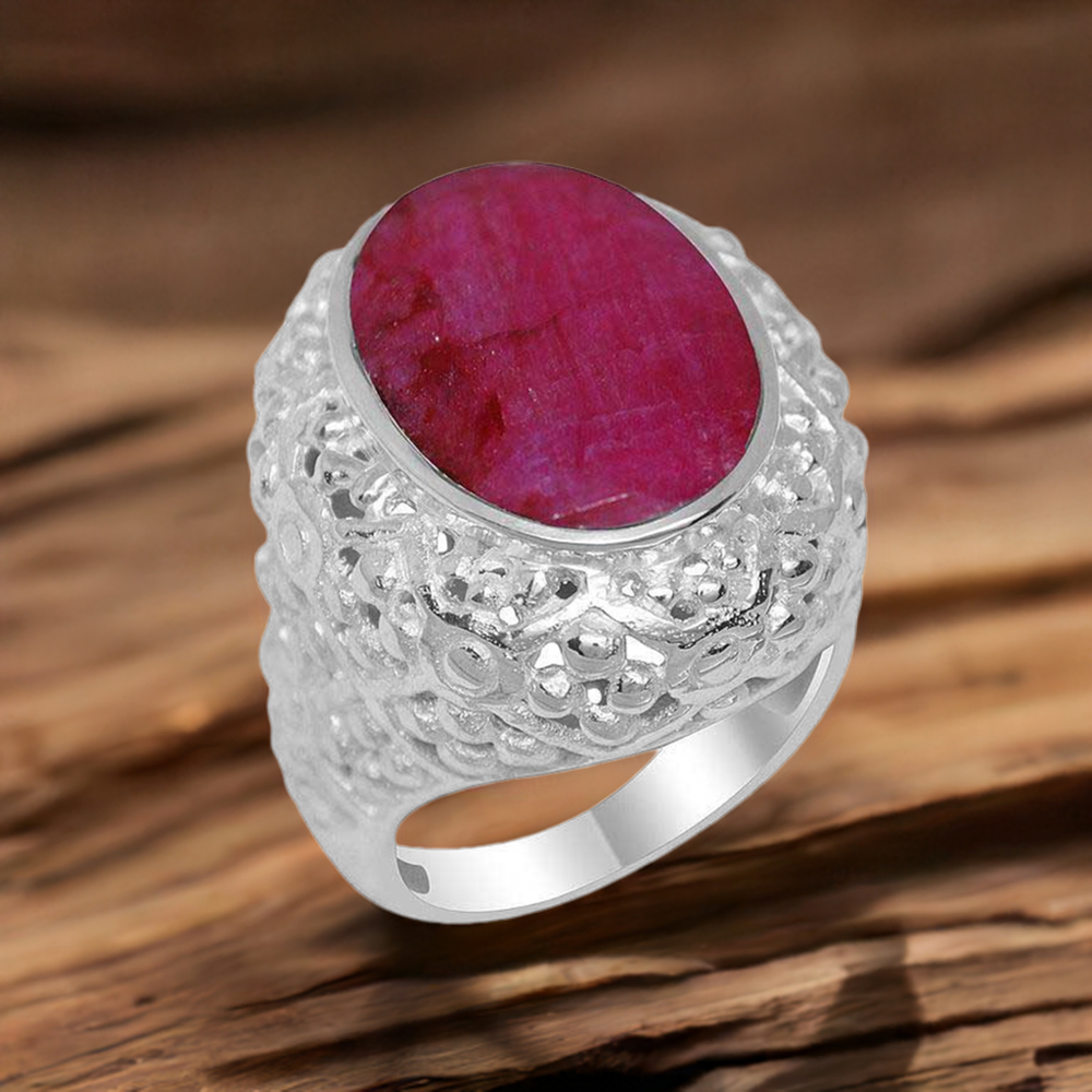 925 Sterling Silver Rings In Dyed Ruby Gemstone Jewelry 925SR1956
