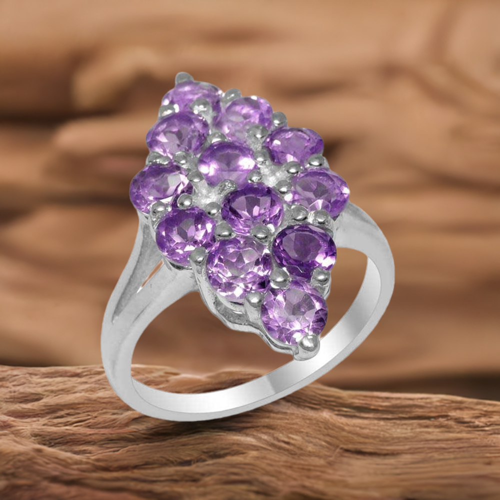 925 Sterling Silver Handmade Rings In Amethyst Gemstone Jewelry 925SR1963