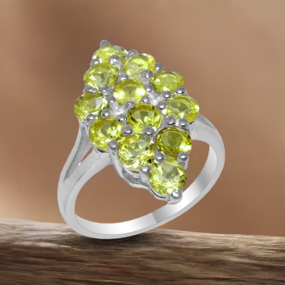 925 Sterling Silver Handmade Rings In Peridot Gemstone Jewelry 925SR1964