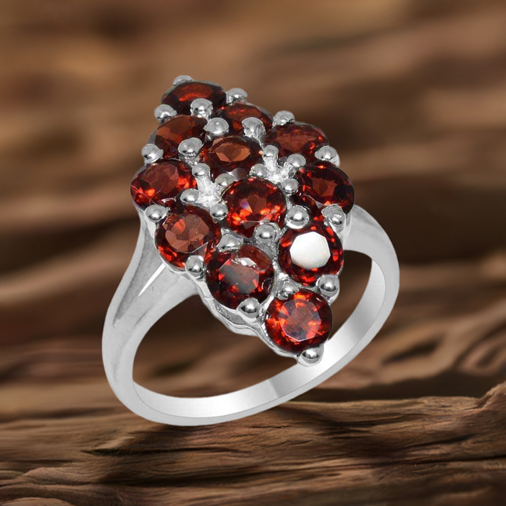 925 Sterling Silver Rings In Garnet Gemstone Jewelry 925SR1965