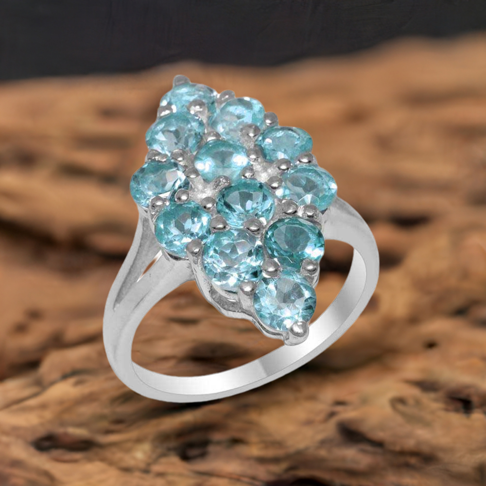 925 Sterling Silver Rings In Blue Topaz Gemstone Jewelry 925SR1967