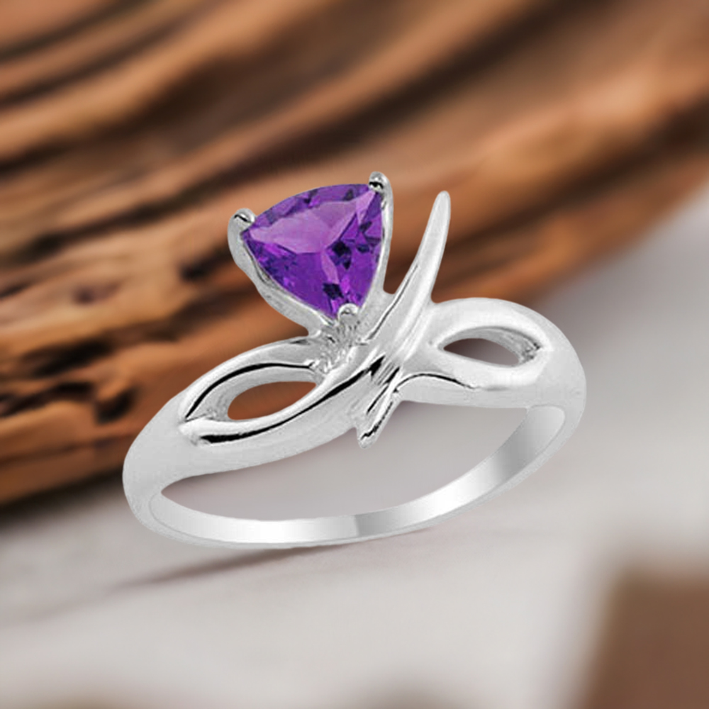 Natural Amethyst Silver Rings For Women's 925SR1968