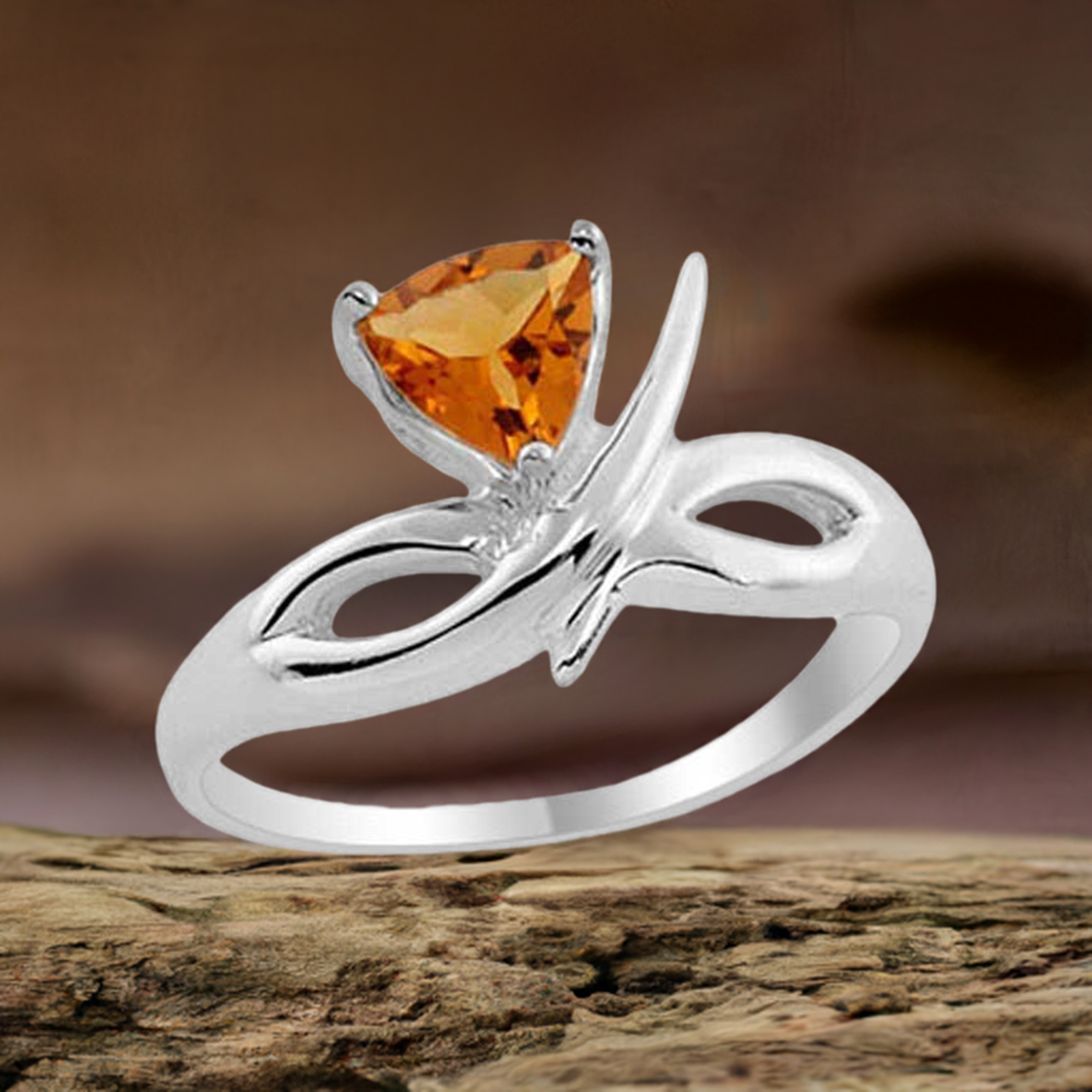 Trillion Citrine Gemstone Silver Rings Jewelry 925SR1971