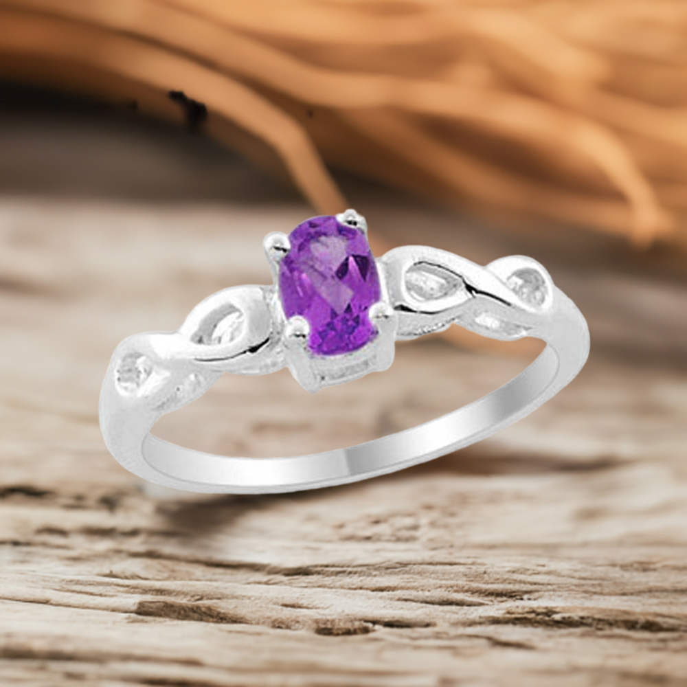 Natural Amethyst Sterling Silver Women's Rings 925SR1973