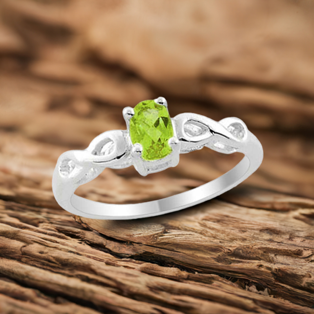 Sterling Silver Peridot Engagement Rings 925SR1974