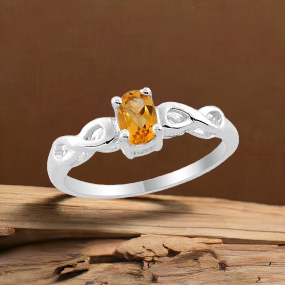 Sterling Silver Citrine Gemstone Rings For Womens 925SR1976
