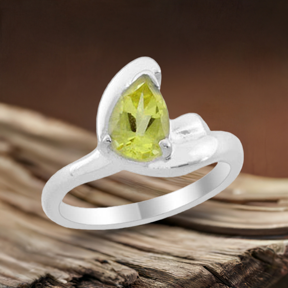 Peridot Cut Stone Sterling Silver Engagement Rings 925SR1979