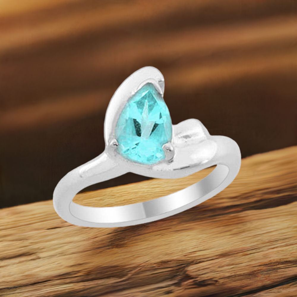 925 Sterling Silver Rings In Genuine Blue Topaz Gemstone 925SR1982