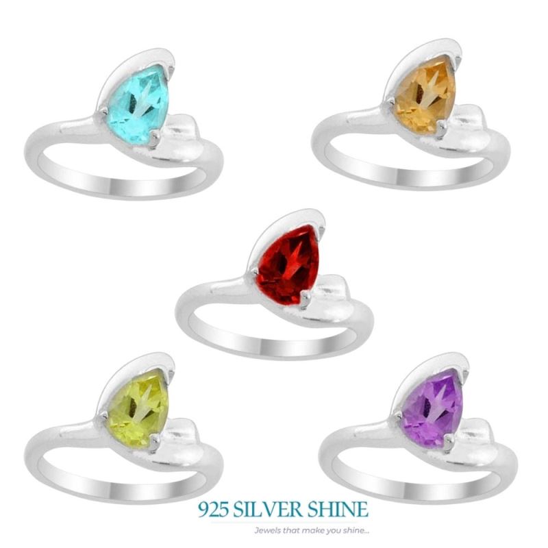 925 Sterling Silver Rings In Genuine Blue Topaz Gemstone 925SR1982_2