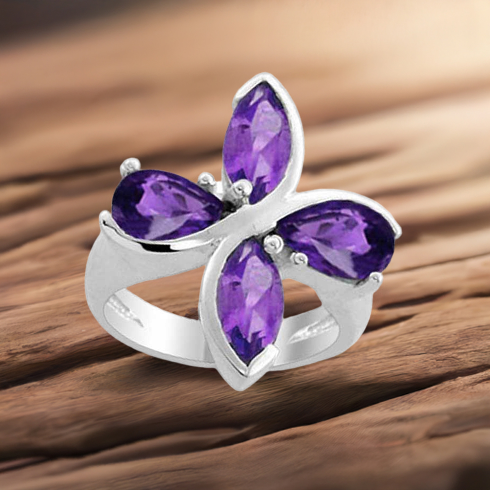 Fine 925 Sterling Silver Rings In Genuine Amethyst Gemstone 925SR1988