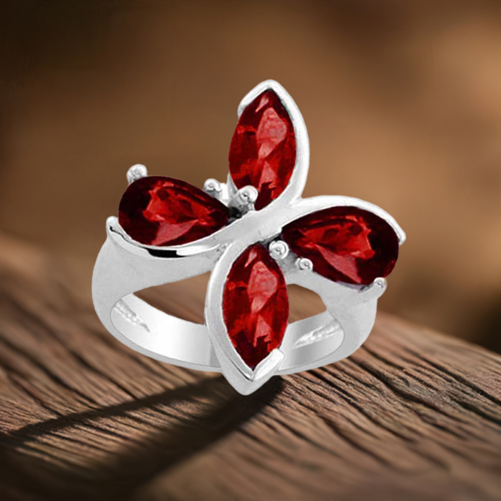 Natural Garnet Gemstone Rings In 925 Sterling Silver 925SR1989