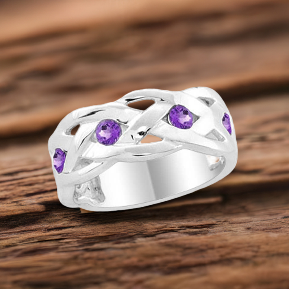 Semi Precious Amethyst Gemstone Rings In Solid 925 Silver 925SR1993