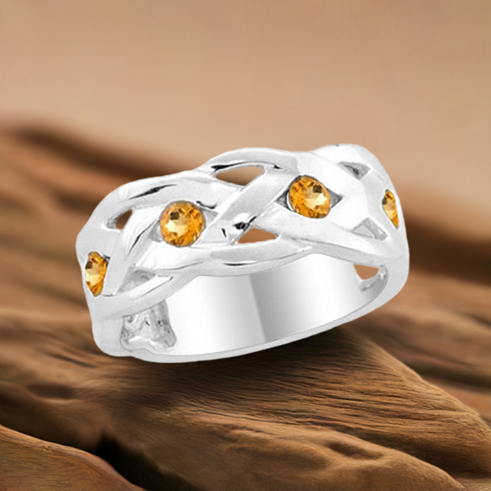 Semi Precious Citrine Gemstone Rings In Fine 925 Sterling Silver 925SR1996