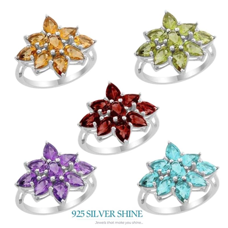 925 Sterling Silver Rings In Semi Precious Blue Topaz Gemstone 925SR2002_1