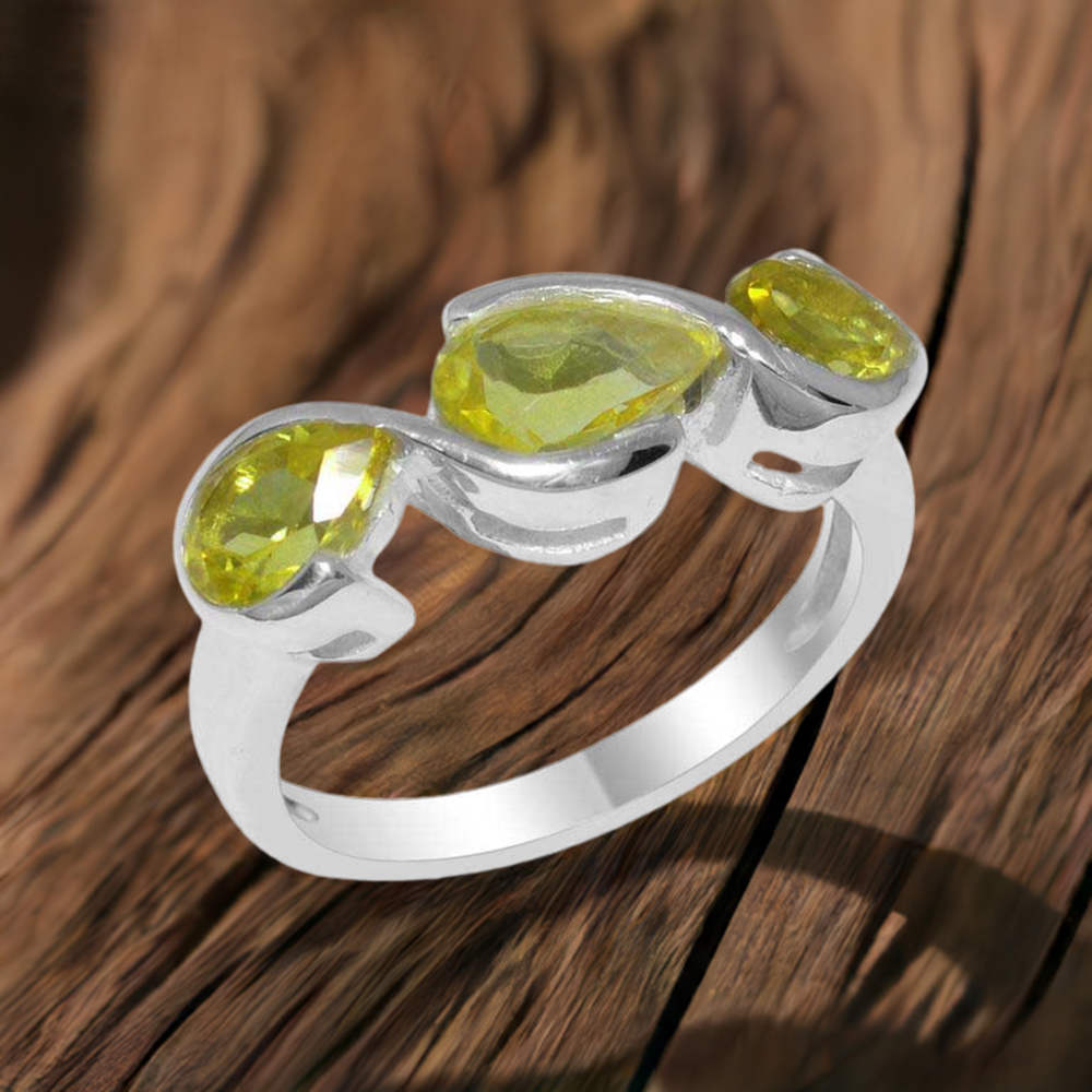 925 Sterling Silver Rings In Natural Lemon Topaz Gemstone 925SR2004