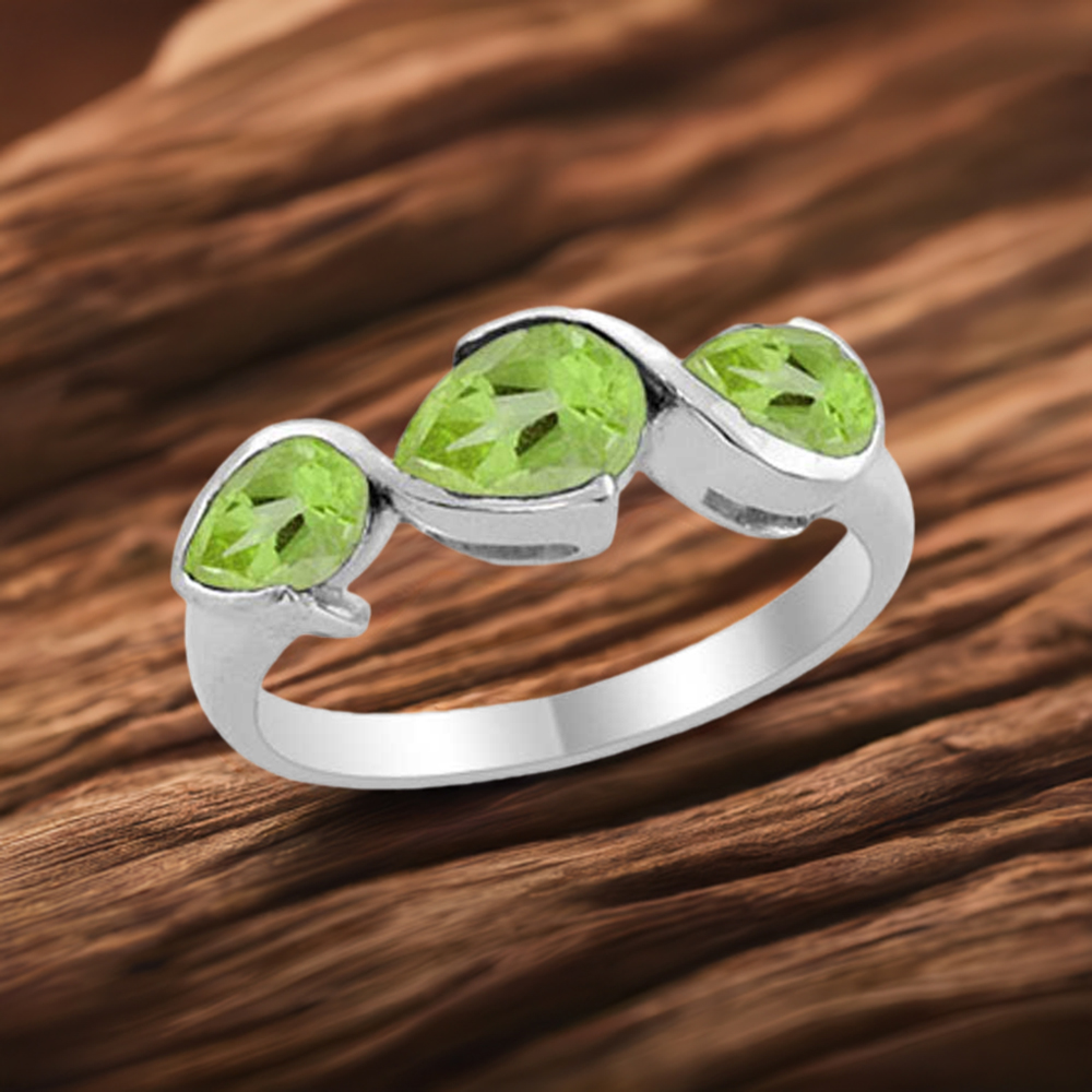 925 Sterling Silver Rings In Semi Precious Peridot Gemstone 925SR2005