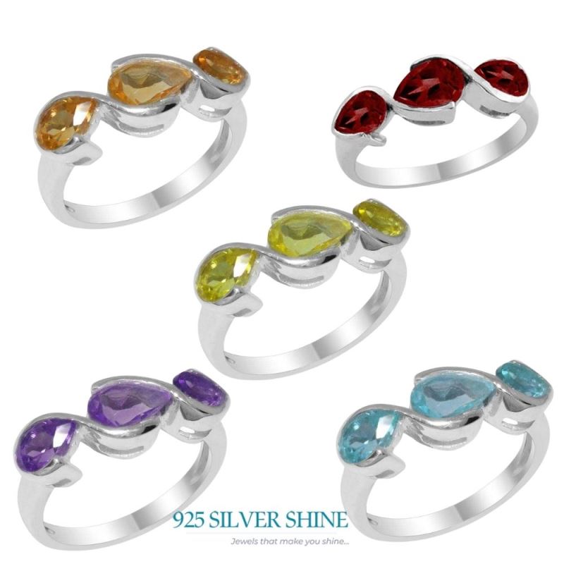 925 Sterling Silver Rings In Semi Precious Peridot Gemstone 925SR2005_1