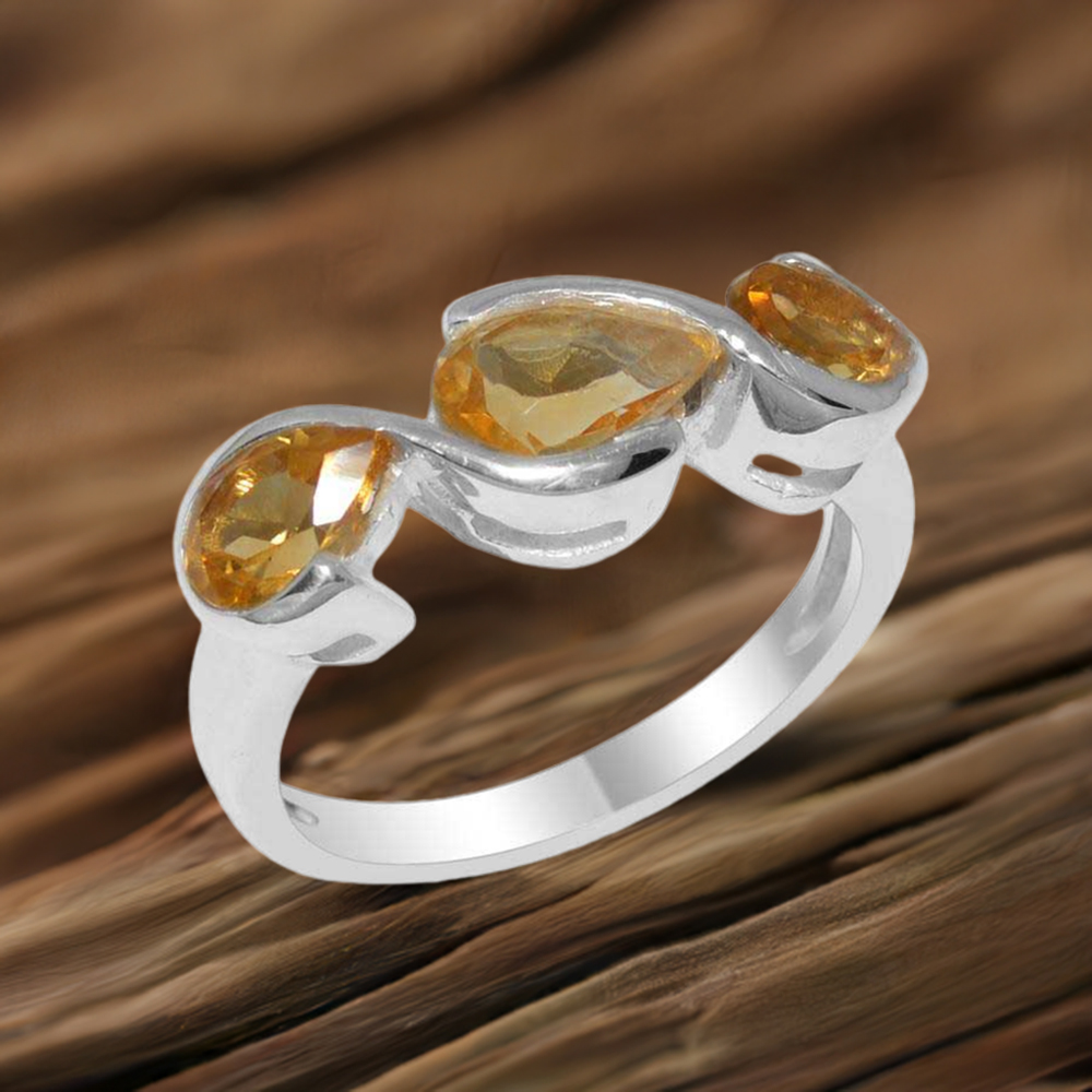 925 Sterling Silver Rings In Natural Citrine Gemstone 925SR2007
