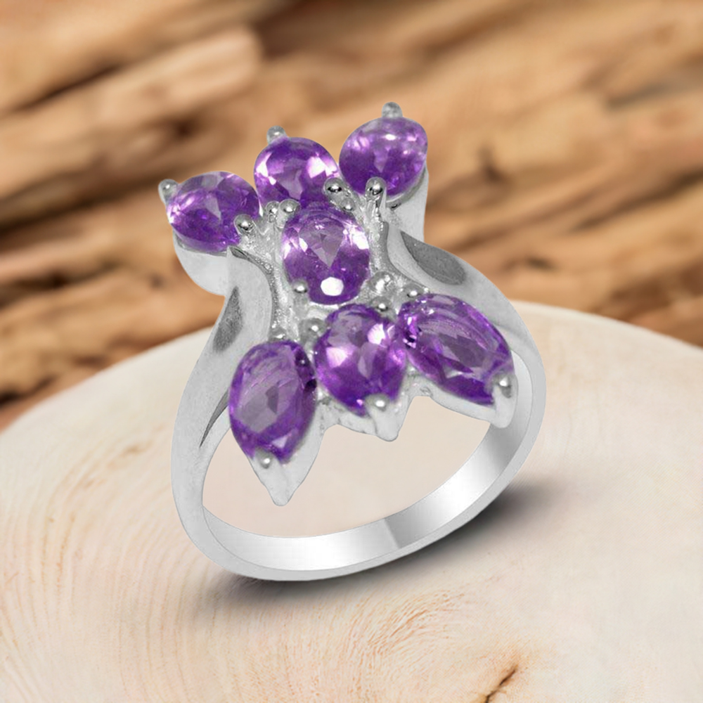 925 Sterling Silver Rings In Genuine Amethyst Gemstone 925SR2009