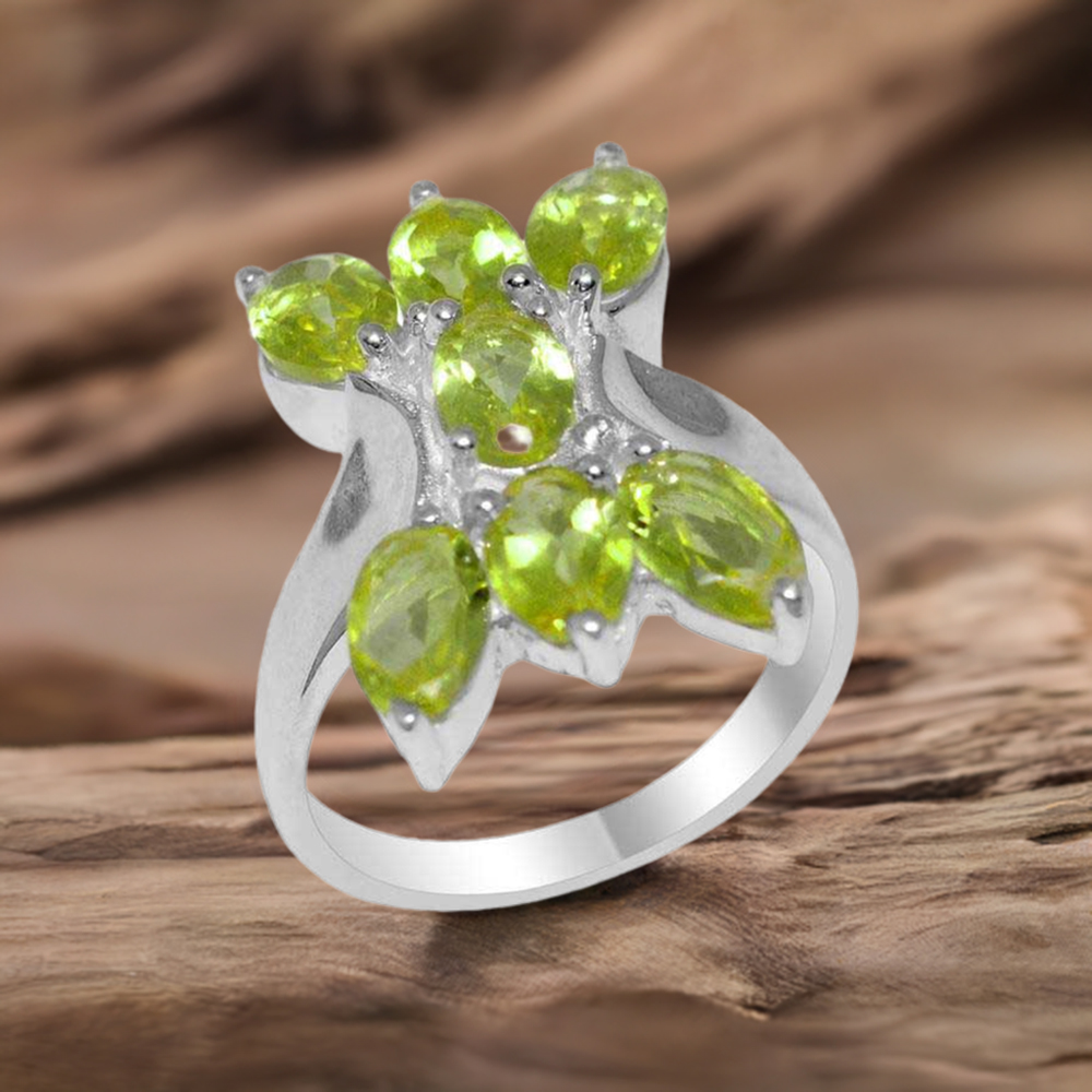 925 Sterling Silver Rings In Natural Peridot Gemstone 925SR2010
