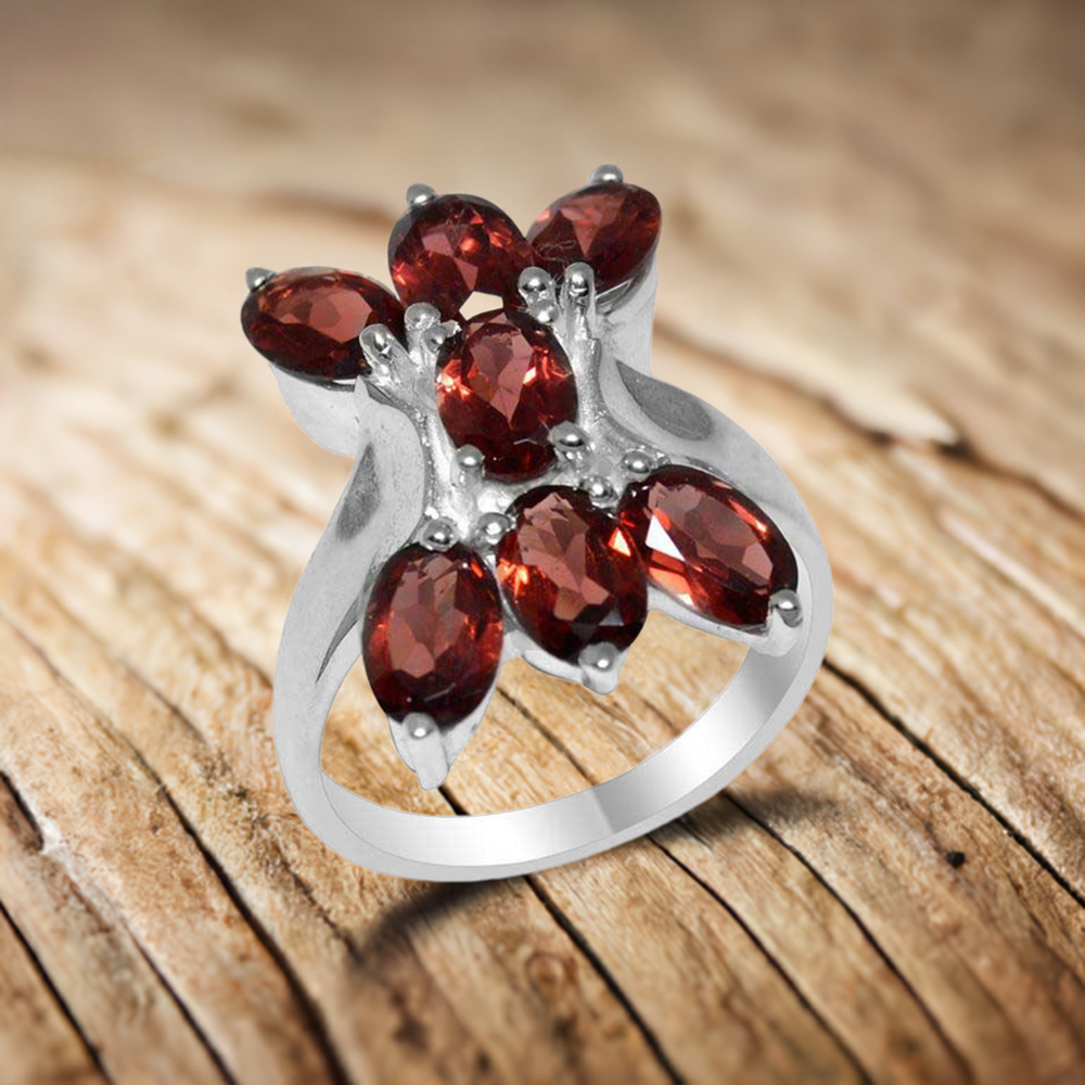925 Sterling Silver Rings In Semi Precious Garnet Gemstone 925SR2011