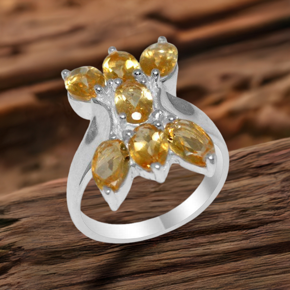 925 Sterling Silver Rings In Genuine Citrine Gemstone 925SR2012
