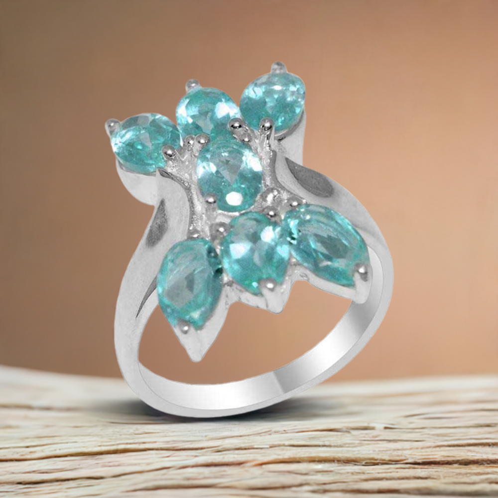 Natural Blue Topaz Gemstone Rings In 925 Sterling Silver Jewelry 925SR2013